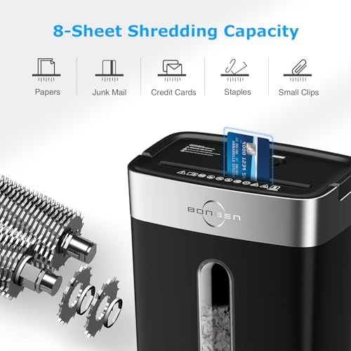 Eight sheet cross cut shredder with four gallon bin — photo 4