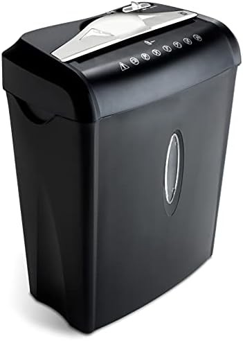 Eight sheet cross cut shredder with integrated basket