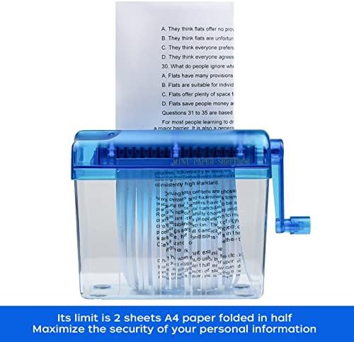 Mini Hand Crank Paper Shredder Blue — photo 4