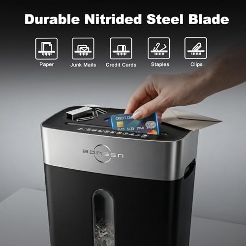 Quiet ten sheet cross cut shredder with bin — photo 3