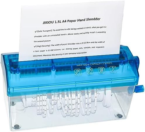 Standard A4 Manual Paper Shredder Blue