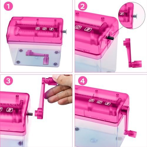Portable Hand Crank Paper Shredder Red — photo 4