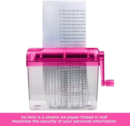 Portable Hand Crank Paper Shredder Red — photo 5
