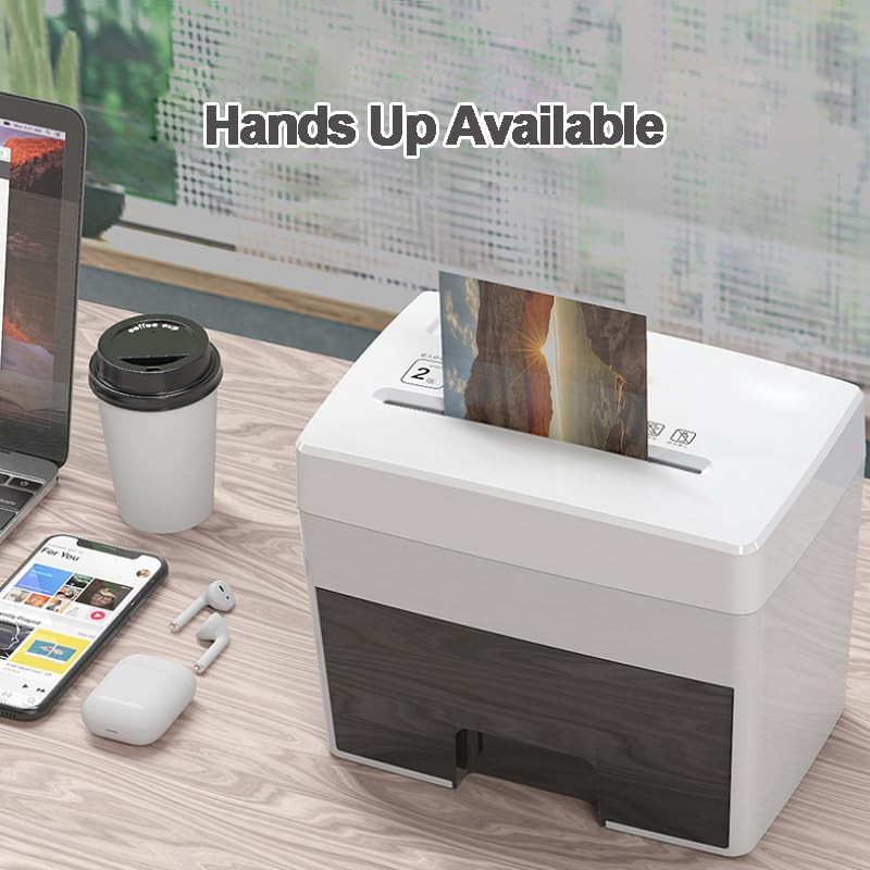 White mini electric desktop micro cut shredder — photo 3