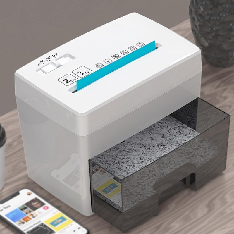 White mini electric desktop micro cut shredder — photo 5