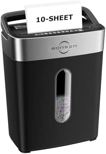 Ten sheet cross cut shredder for staples