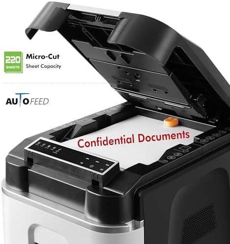 Commercial grade 220 sheet auto feed micro cut shredder — photo 3