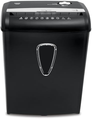 Eight sheet crosscut shredder with wastebasket