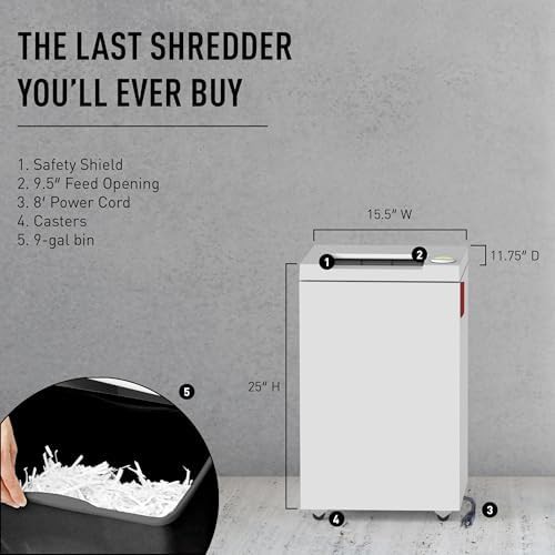 Cross cut office shredder with 9 gallon bin — photo 4