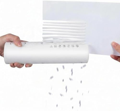 Compact white strip cut mini shredder
