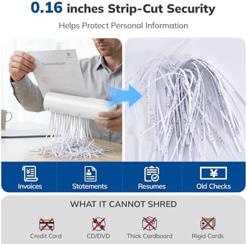 Compact white strip cut mini shredder — photo 3